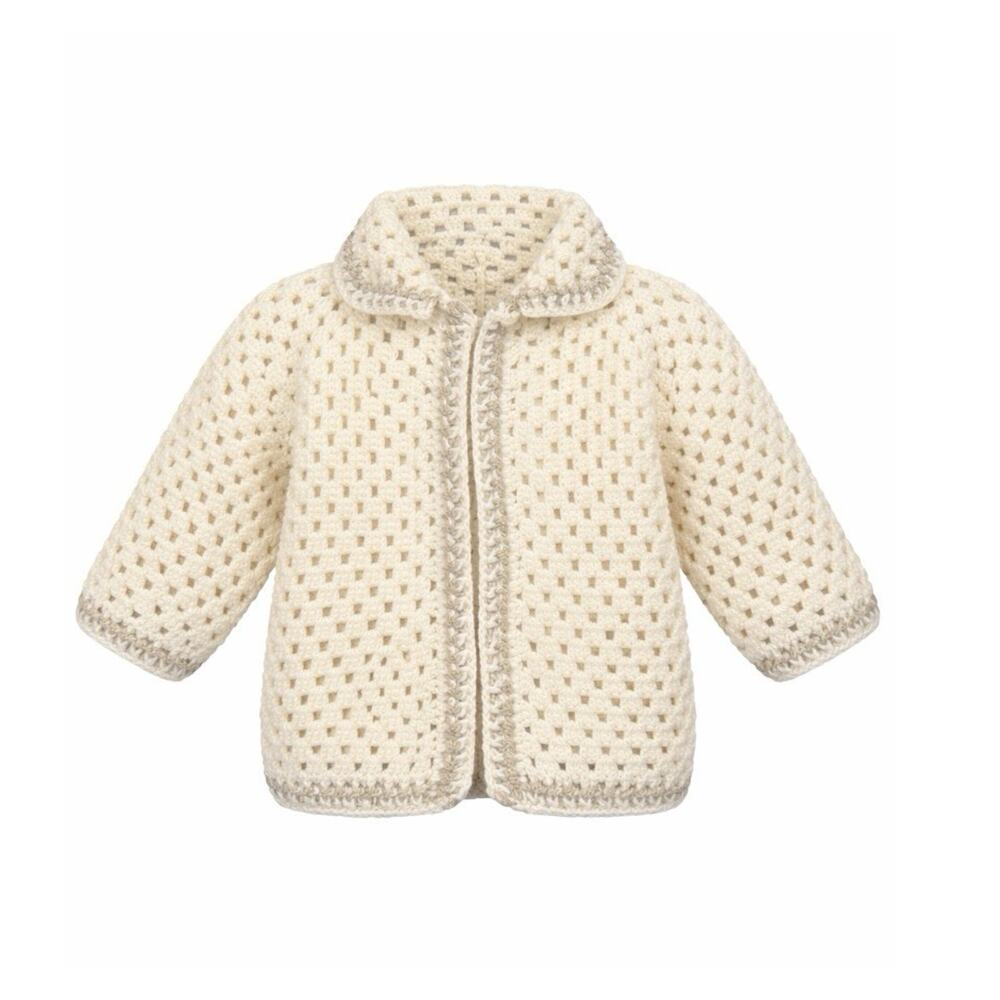 NEW Handmade Crochet Toddler Cardigan Sweater Cream Color Size 2T Open Knit
